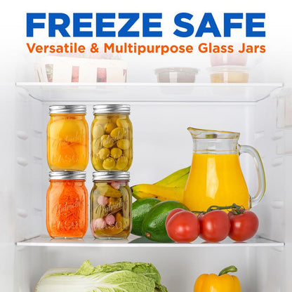Mason Jars 2-Pack 16 oz - Airtight Seal, Thick Glass, Silver Lids