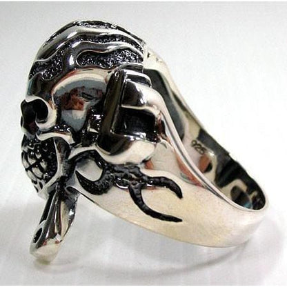 Mechanic Wrench Cross Skull Ring-Bikerringshop