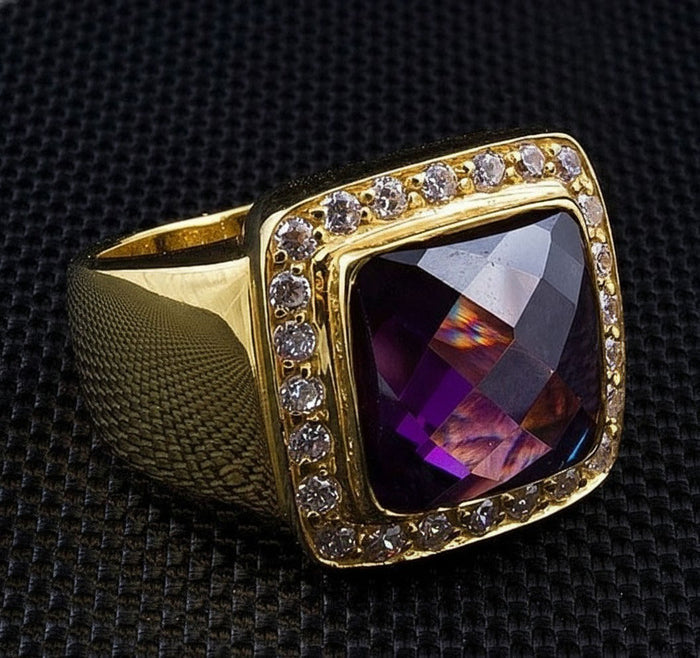 The heavyweight 30-gram Christian ring for men, showing its massive size and high-polish gold finish.