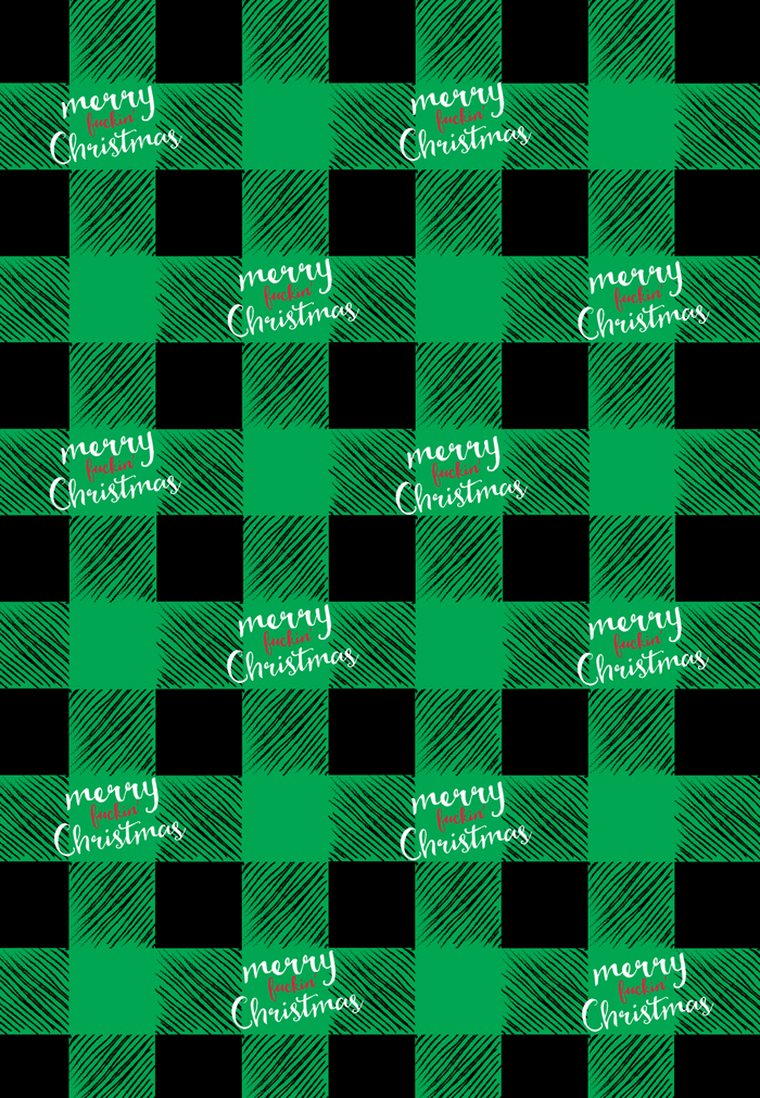 Merry Fuckin' Christmas Buffalo Check Wrapping paper, 20x29 inches