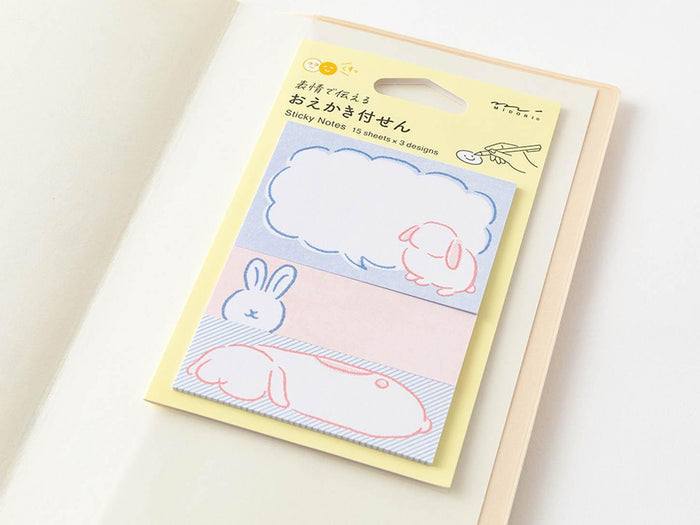 Midori Sticky Notes - Drawing Rabbit