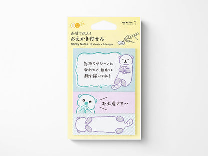 Midori Sticky Notes - Drawing Sea Otter