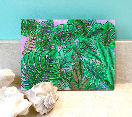 Monstera Leaves Ceramic Tile