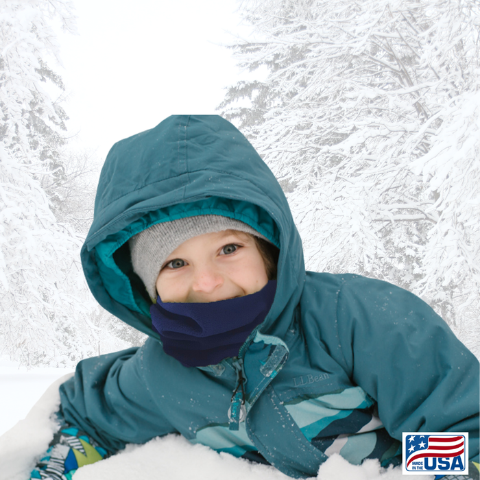 Look good and protect your neck and face from the cold and wind with a Neck Gaiter made in the USA by AdventureUs in Washburn Wisconsin. Made with high quality, pill-resistant Polartec® 200 Series fleece to keep adults and children warm and dry during cold weather and winter adventures. Neck warmers are a must-have addition to your cold weather layers.