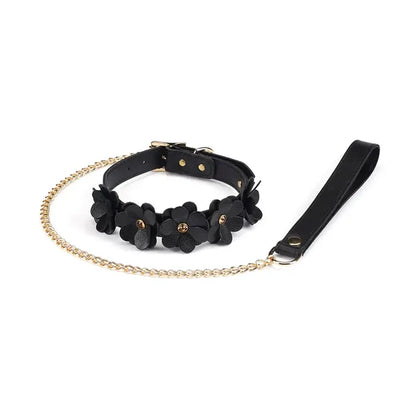 Night Blossom Leather Collar and Leash