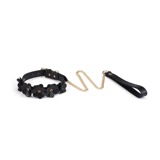 Night Blossom Leather Collar and Leash