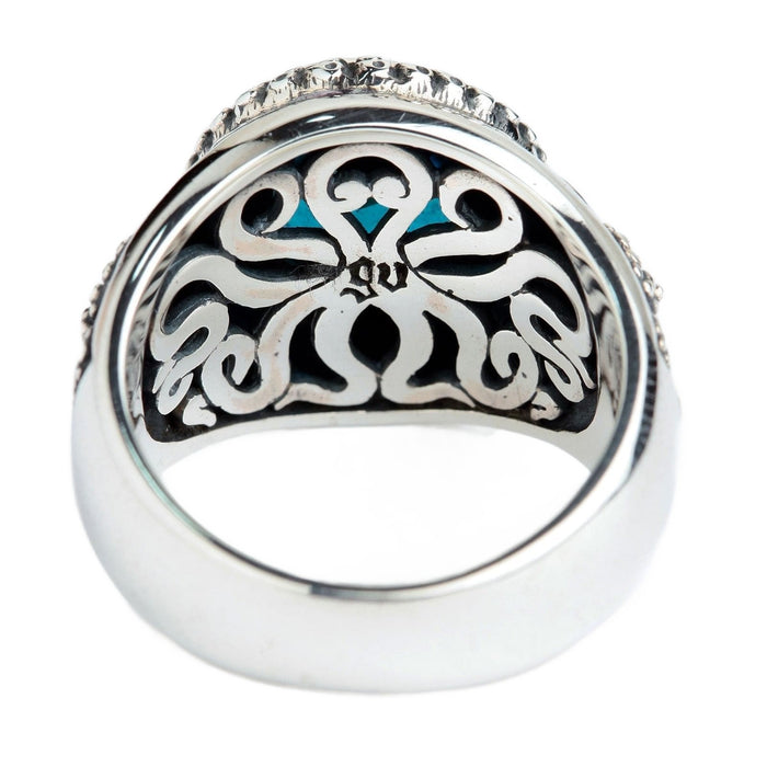 The inside of the octopus ring, showing the hidden octopus engraving.