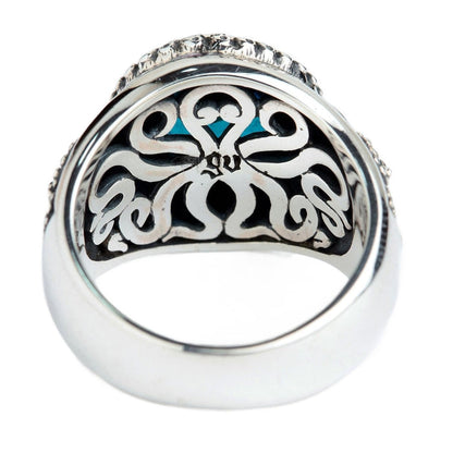 The inside of the octopus ring, showing the hidden octopus engraving.