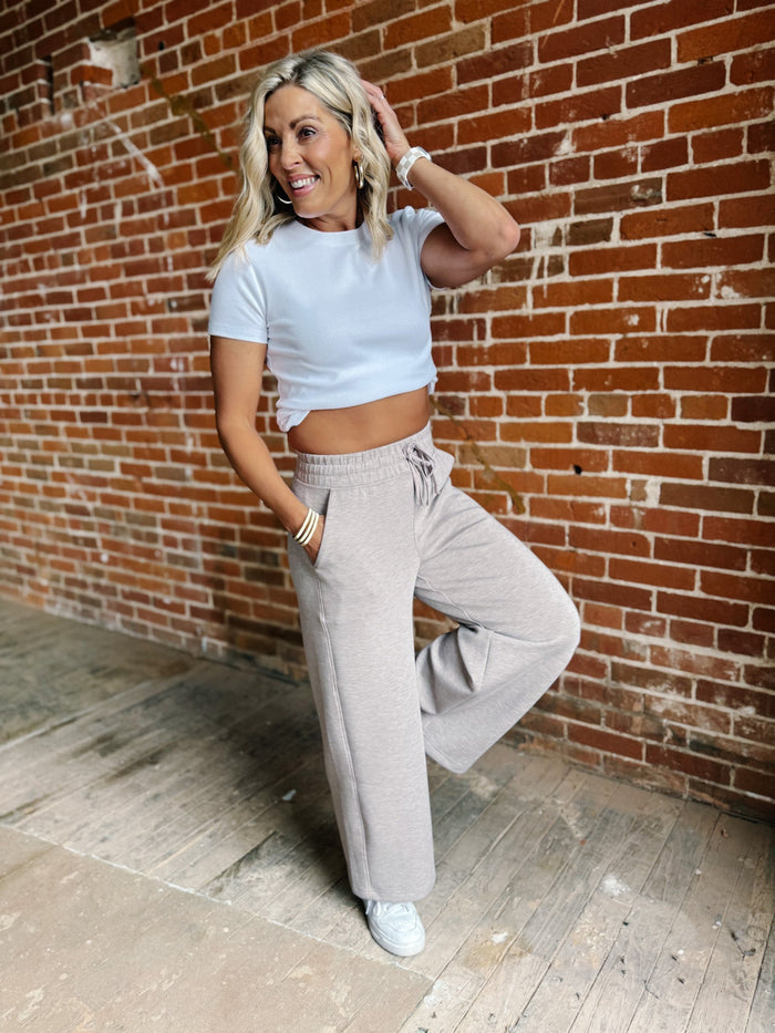 Off Duty Chic Cropped Pant, Heather Taupe