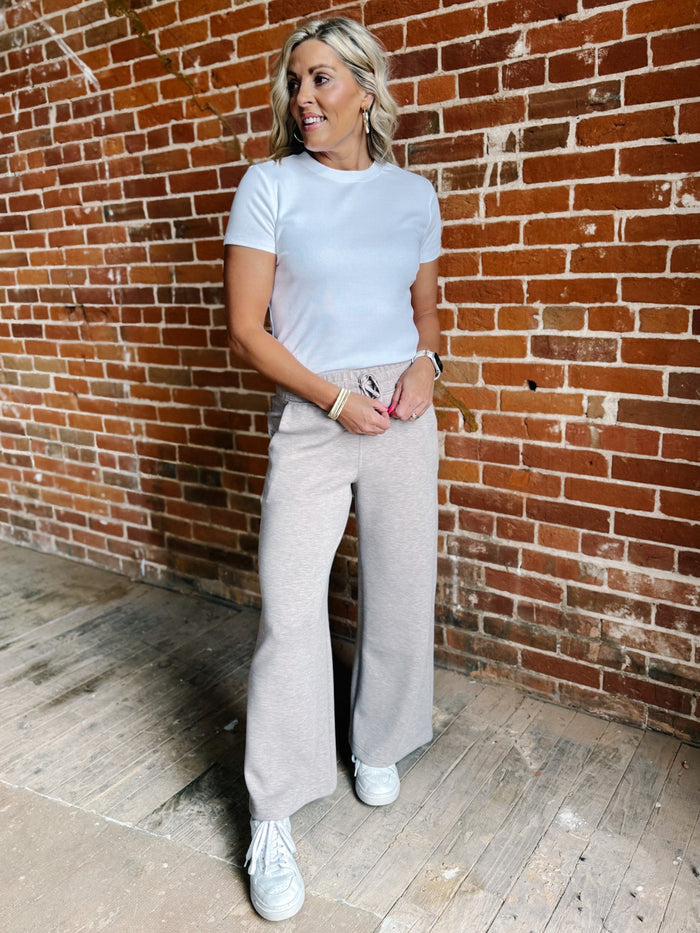 Off Duty Chic Cropped Pant, Heather Taupe