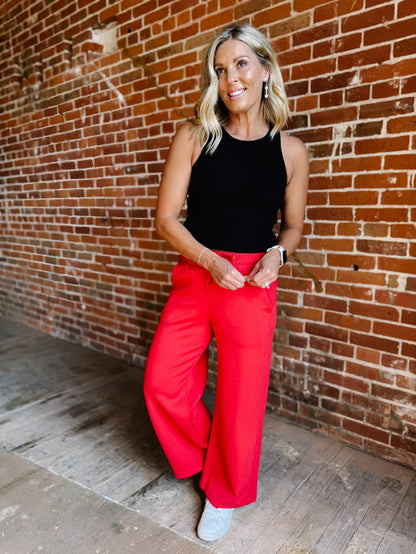 Off Duty Chic Cropped Pant, Red