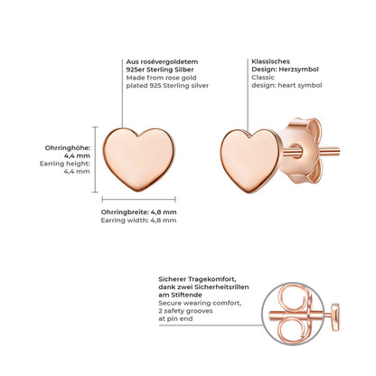 Ohrstecker roségold Herz klein