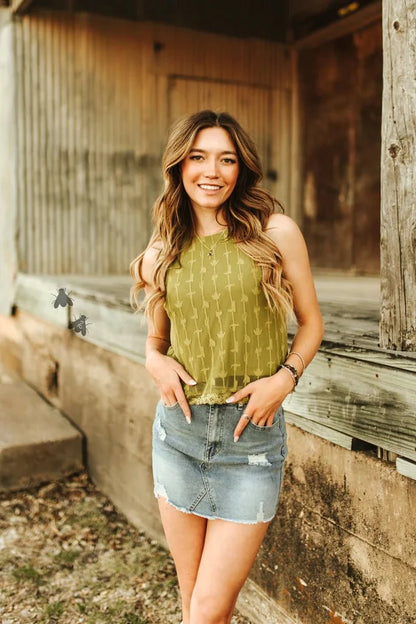 Olive Dolly Lace Tank TopS