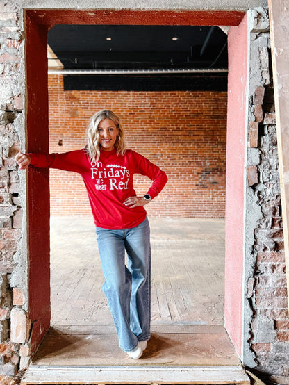On Friday We Wear Red Graphic Long Sleeve, Red