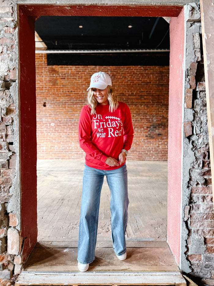 On Friday We Wear Red Graphic Long Sleeve, Red