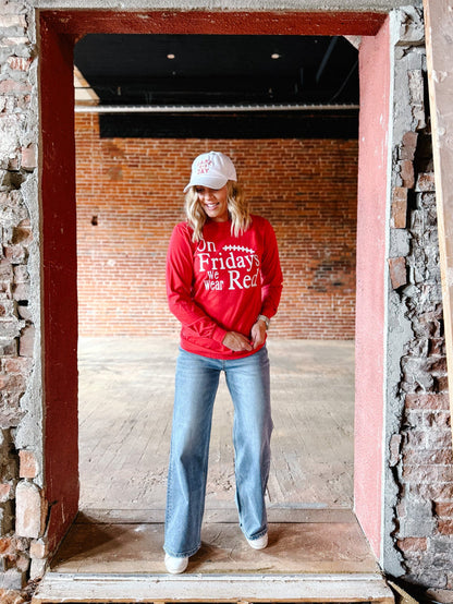 On Friday We Wear Red Graphic Long Sleeve, Red