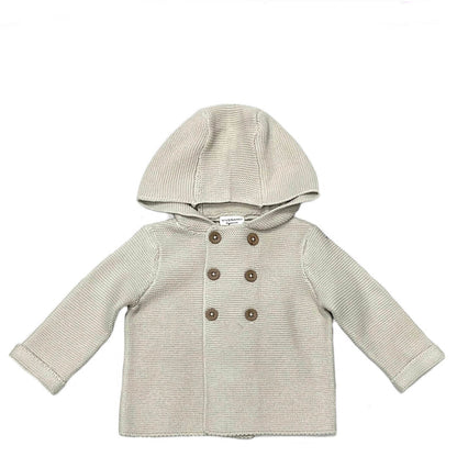 Organic Cotton Blue Hooded Baby Jacket | Chunky Knit Sweater