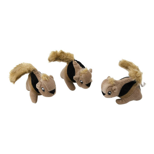 Outward Hound Squeakin' Squirrels Plush Dog Toy Brown 3pc - Dog.Dog.Cat.