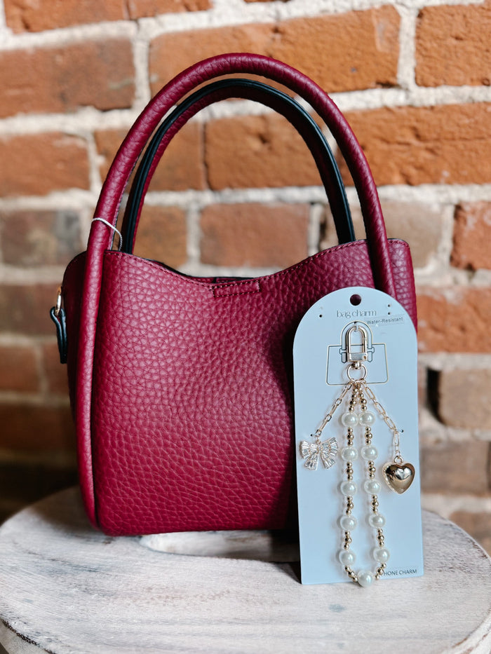Pearl & Heart Charm Bag or Phone Chain