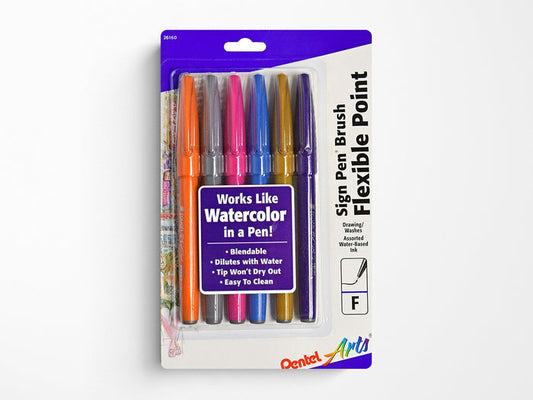 Pentel Sign Pen Brush - Set of 6 Fashion Colors