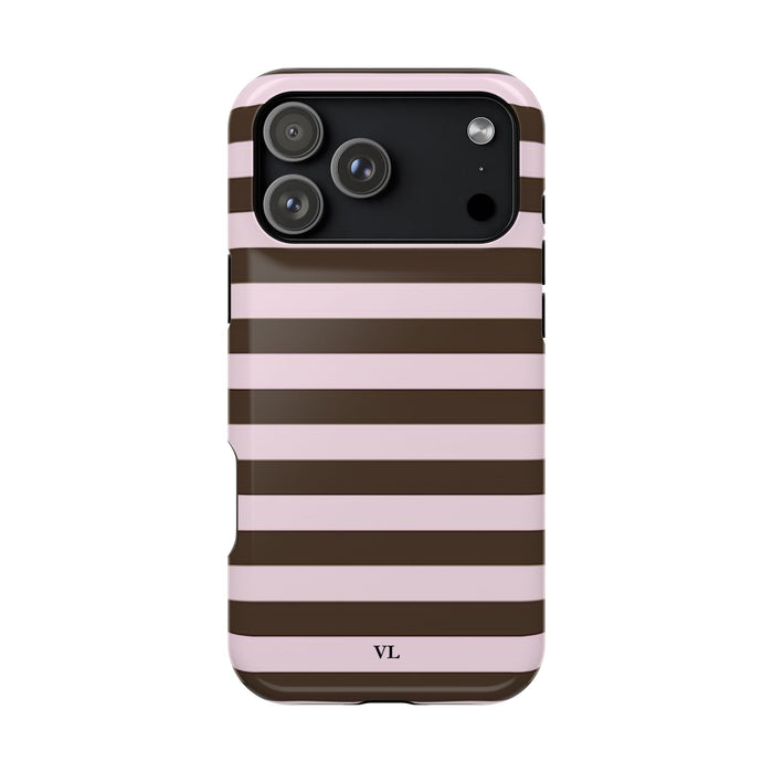 Pink & Chocolate Stripe MagSafe Case