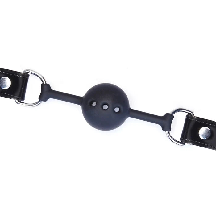 Plush Velour Black Metallic  Ball Gag