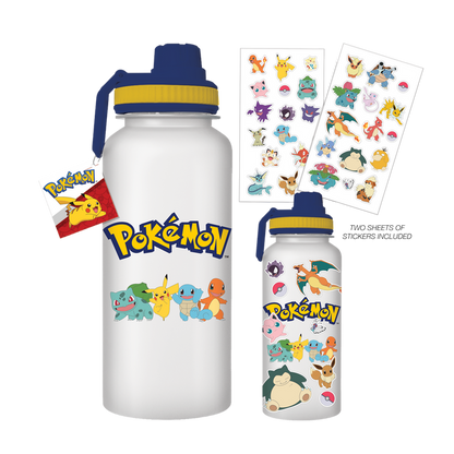 Pokémon Characters Logo 32oz Twist Spout Plastic Bottle w St