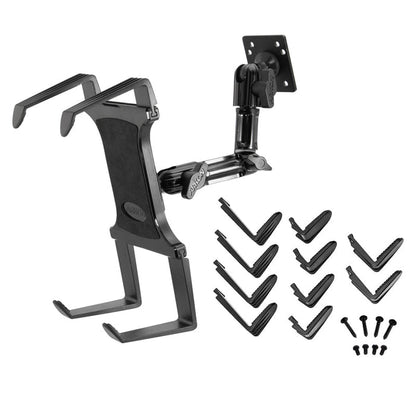 Portable Mobile Printer Car Truck Drill Base Mount for Zebra, Epson, and Brother printers features an adjustable, secure installation with multiple angled attachments and screws, offering versatile positioning for mobile printing needs.