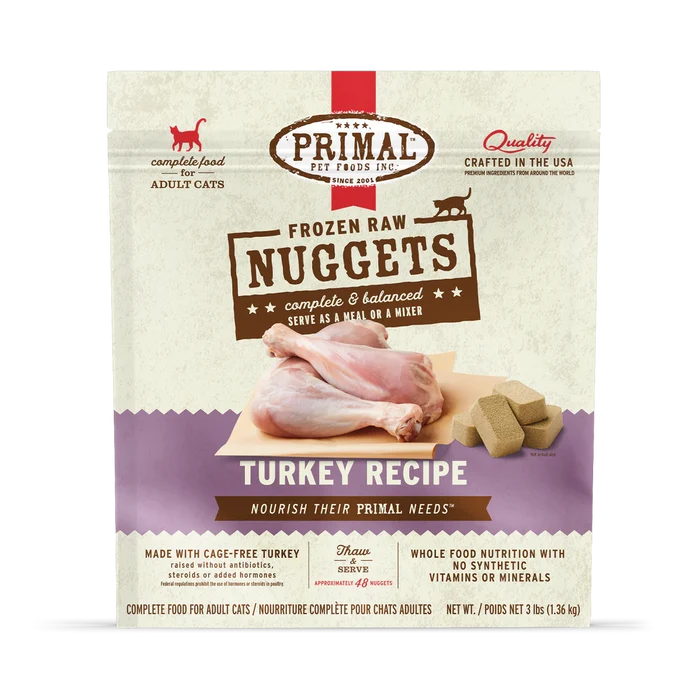 Primal Frozen Raw Cat Food - Turkey, Rabbit, Quail, Pork, Pheasant, Duck, Beef/Salmon - Dog.Dog.Cat.