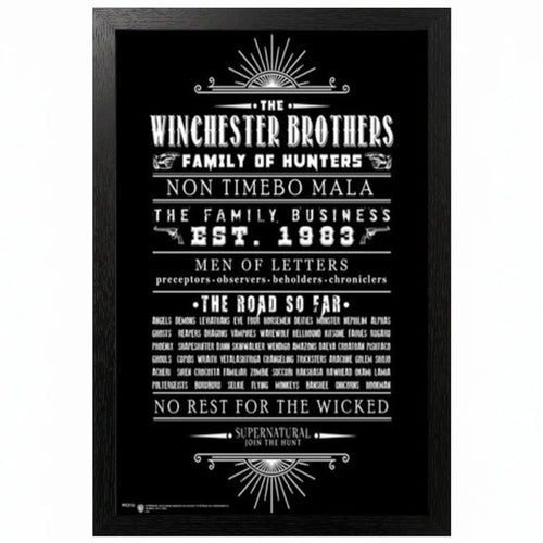 Pyramid America Super Natural - Winchester Brothers-Letters 11" x 17" Wall Framed