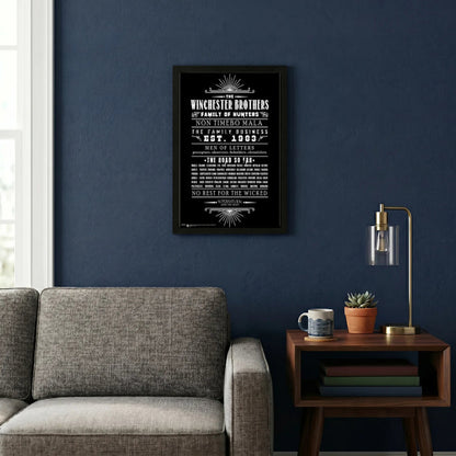 Pyramid America Super Natural - Winchester Brothers-Letters 11" x 17" Wall Framed