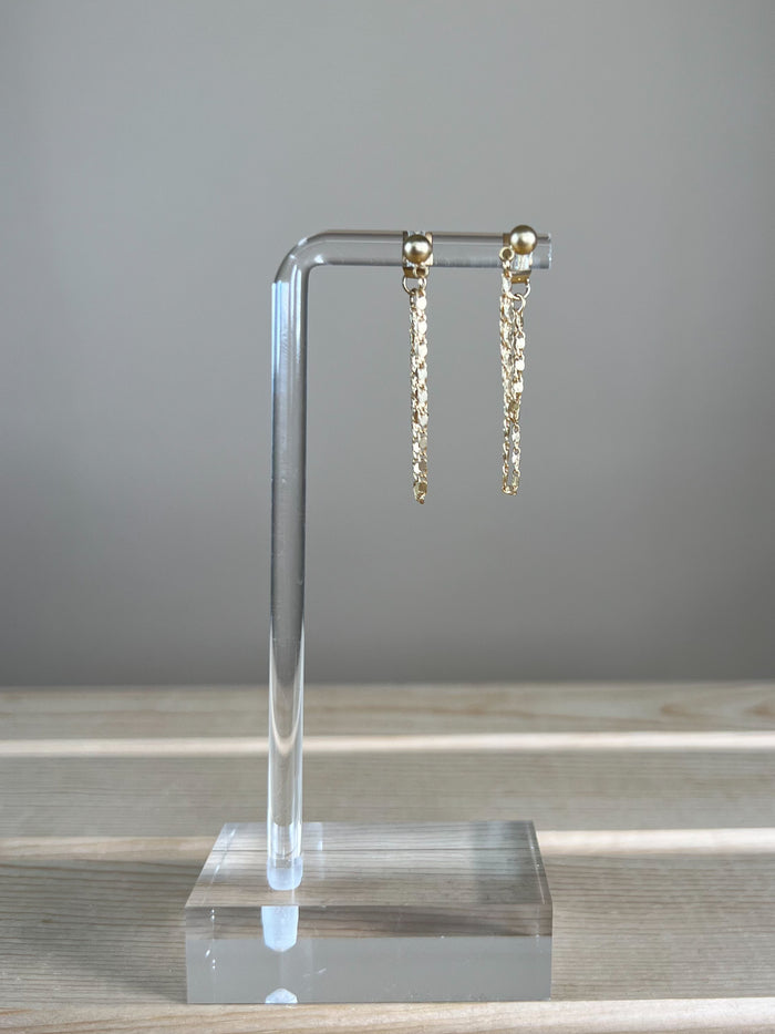 Reign Double Chain Earrings, Gold