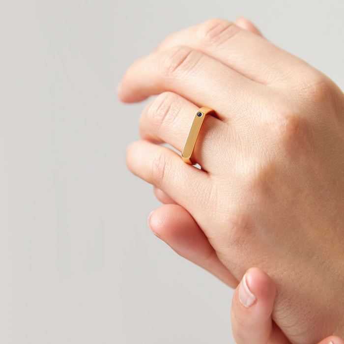 Ring Signet Brilliant Cut Gold