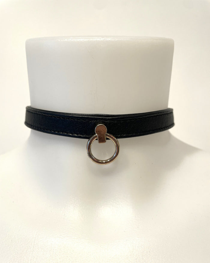Robin Leather Slim Collar - Gold Hardware Black