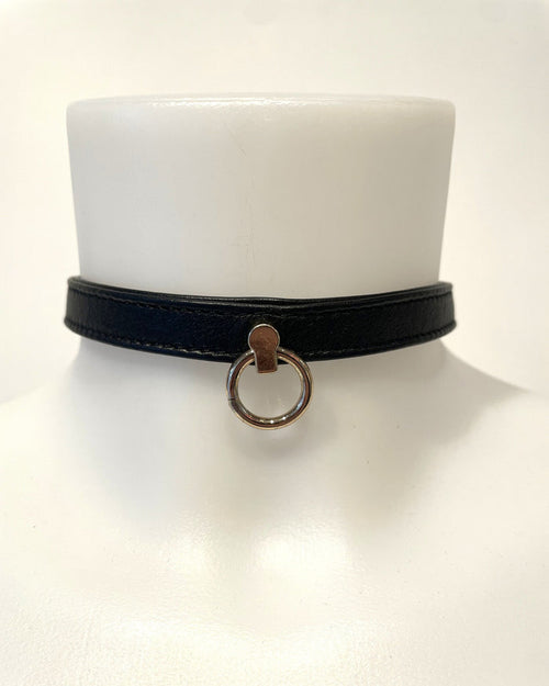 Robin Leather Slim Collar - Gold Hardware Black