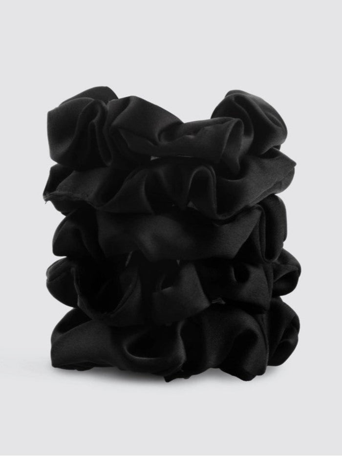 Satin Sleep 5 Pc Scrunchies, Black