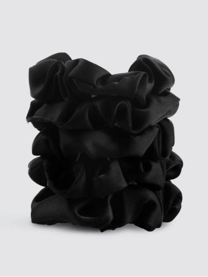 Satin Sleep 5 Pc Scrunchies, Black