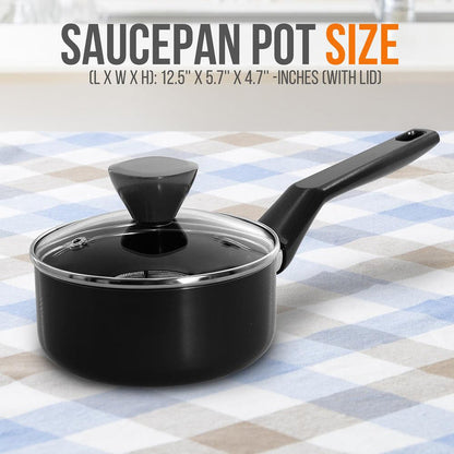 Saucepan Pot With Lid - Non-Stick High-Qualified Kitchen Cookware With See-Through Tempered Glass Lids, 1 Qt. (Works With Model: Nccwa13)