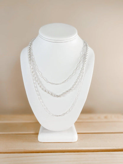 Scottie Triple Chain Necklace, Matte Silver