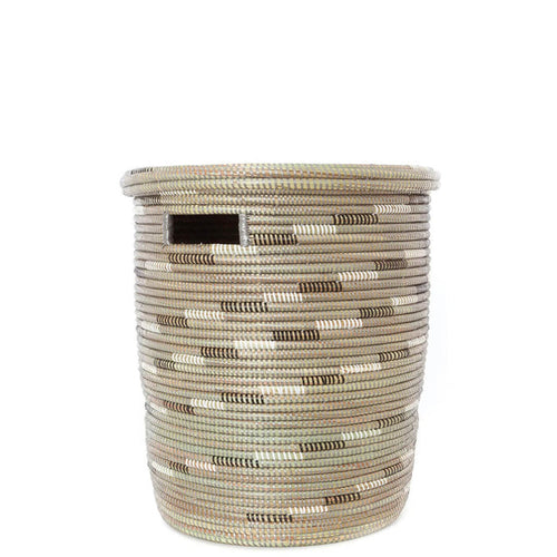 Senegalese Silver Swirl Flat Lid Storage Basket