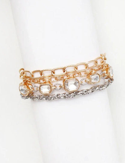 Shimmer Chain Mixed Metals Bracelet Set