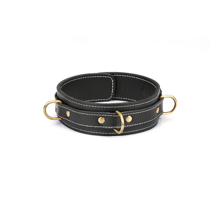 Shogun Thick Leather Collar with Leash