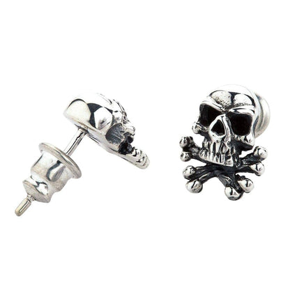 Side profile of skull studs showing post and 3D depth of the design