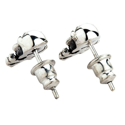 Back view of silver skull studs displaying sturdy post construction