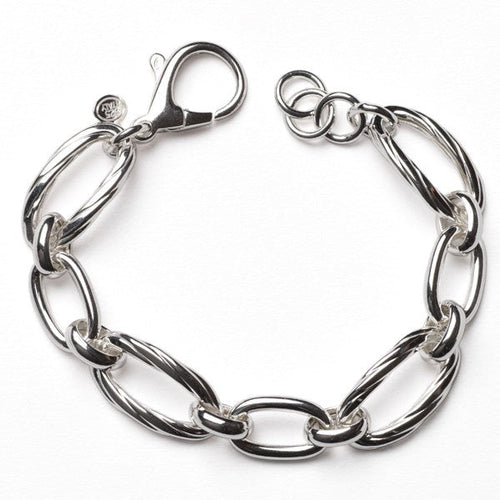 Sterling Silver Southern Gates Textured Oval Link Bracelet, 8"