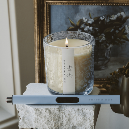 Spa Day Soy Candle - Blue Tinted Glass Jar - 12 oz - Sweet Water Decor - Candles