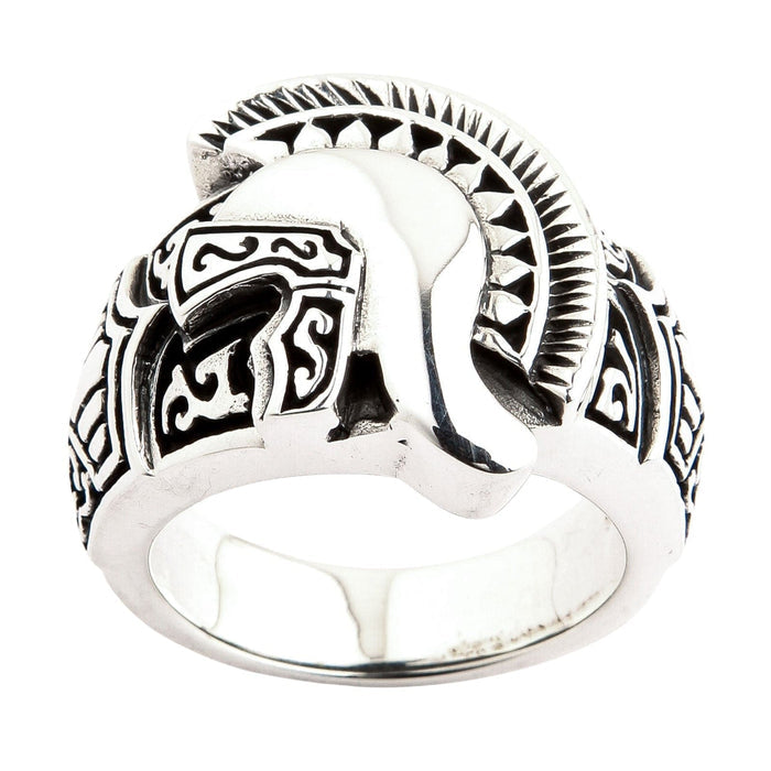 Gladiator helmet ring for men sterling silver