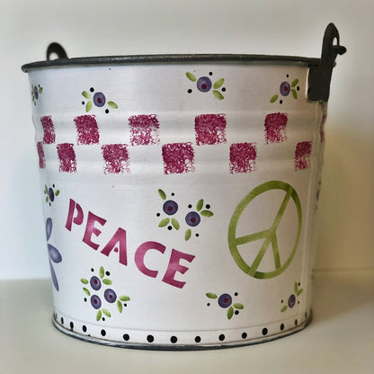 Stenciled Peace & Love Bucket