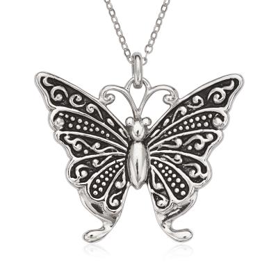Sterling Silver Antique Finish Butterfly Necklace