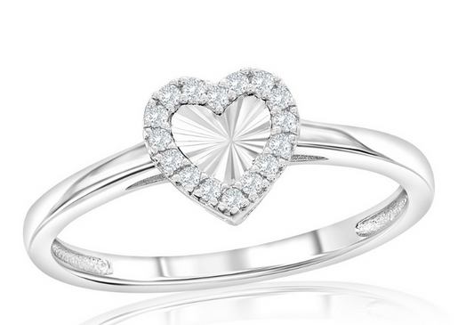 Sterling Silver  D-C Heart, CZ Border Ring Size 8